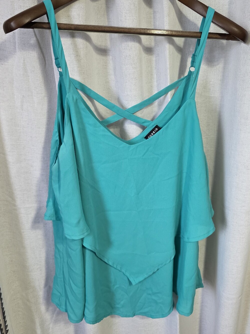 Torrid Turquoise Chiffon Double Layer Crisscross Cami Tank Top